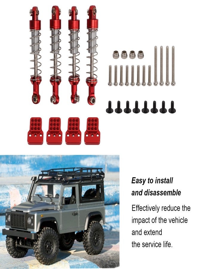 OUKENS RC Shock Absorber, 2 Pair RC Metal Universal Shock Absorber Damper Set with Shock Mount Suitable for WPL C14, C24, for MN D90, 99S RC Car Upgrade Parts (Red) - Image 3