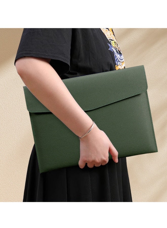 PU Leather A4 Document Holder File Organizer Filing Envelope Portfolio Case Tablet Sleeve with Magnetic Snap Closure for Home School Office Stationery LightGreen - Image 5
