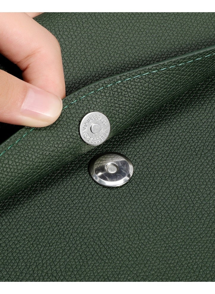 PU Leather A4 Document Holder File Organizer Filing Envelope Portfolio Case Tablet Sleeve with Magnetic Snap Closure for Home School Office Stationery LightGreen - Image 4