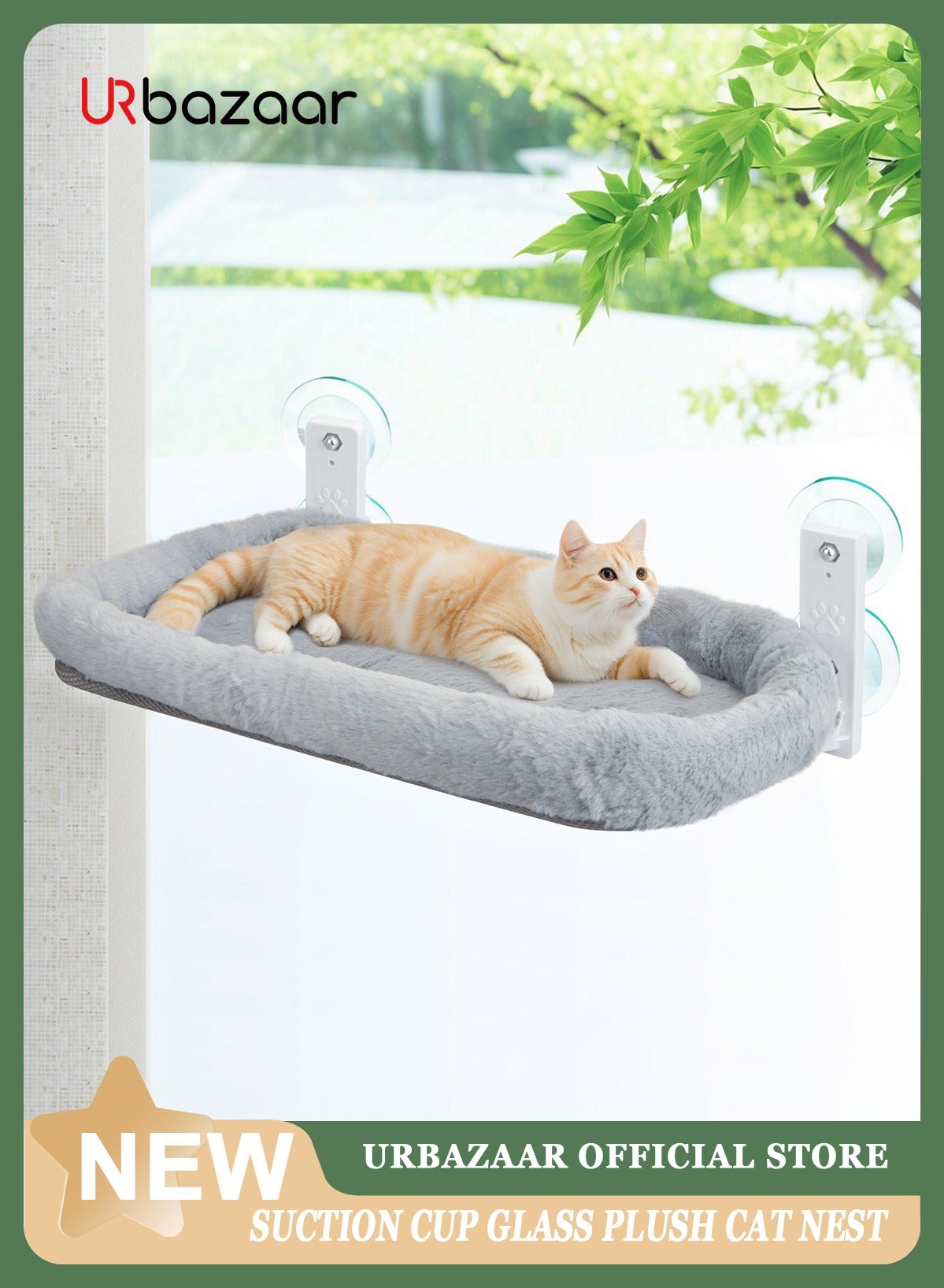 Foldable Cat Hammock for Window - Cordless, Embeded Machine Washable Padded Bed, Robust Metal Frame - Cat Window Perch for Large Cats and Kittens - Amazon.ae Price Tracker