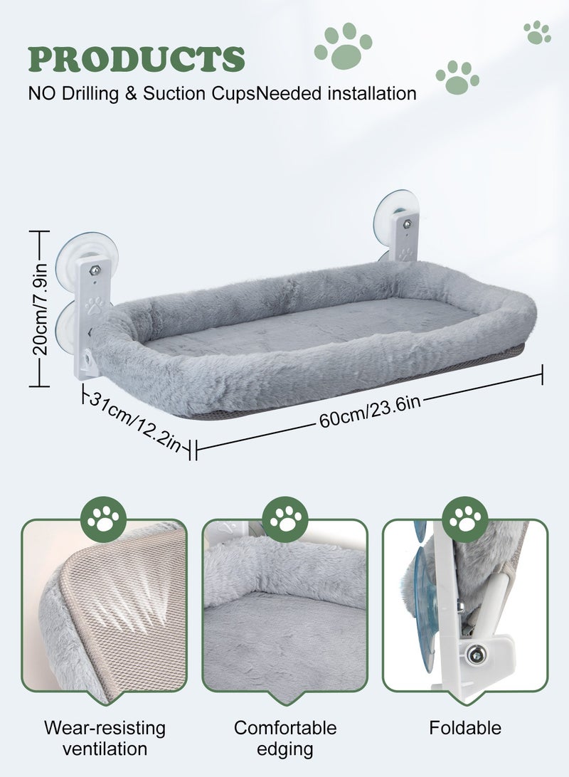 URbazaar Foldable Cat Hammock for Window - Cordless, Embeded Machine Washable Padded Bed, Robust Metal Frame - Cat Window Perch for Large Cats and Kittens  - Image 2