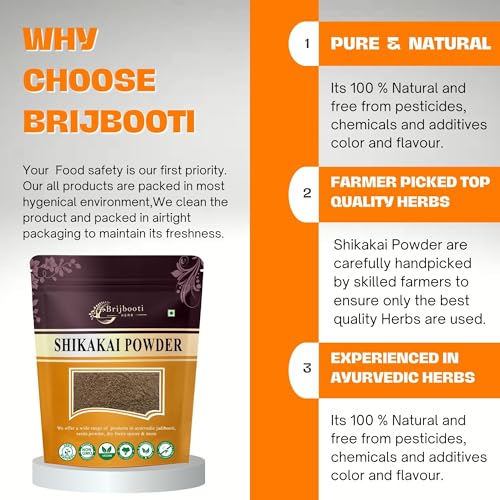 Brijbooti Organic Shikakai Powder for Hair Pack -(200 Gr) | Excellent Hair Conditioner & Cleanser | 100% Pure & Natural Shikakai Powder - Image 5