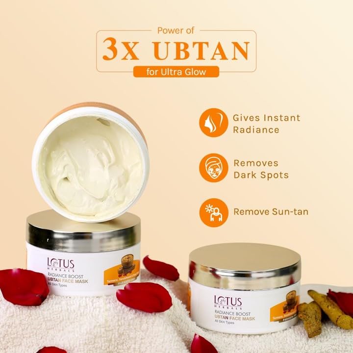 LOTUS HERBALS Lotus Herbals Radiance Boost Ubtan Face Mask 100g Face Wash 100g Set of 2  - Image 2