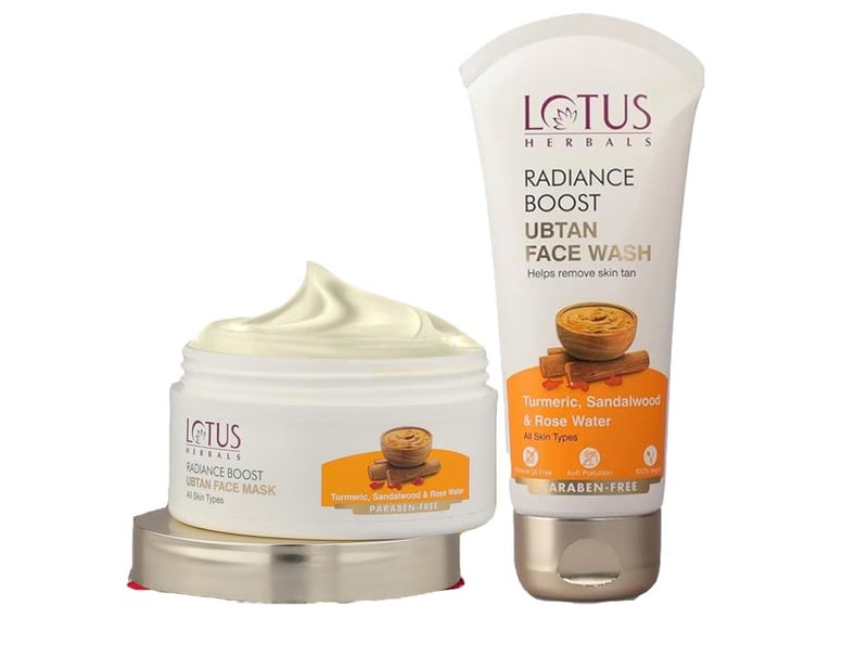 LOTUS HERBALS Lotus Herbals Radiance Boost Ubtan Face Mask 100g Face Wash 100g Set of 2  - Image 1