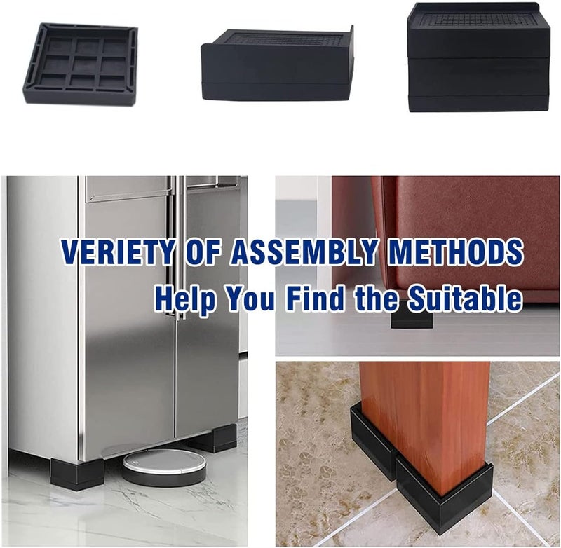 4Pcs Furniture Risers | 3in Height for Washing Machine/Bed/Couch | EVA Plastic Support Up to 2200LBS | Grip - Enhanced & Long - Lasting - Image 4