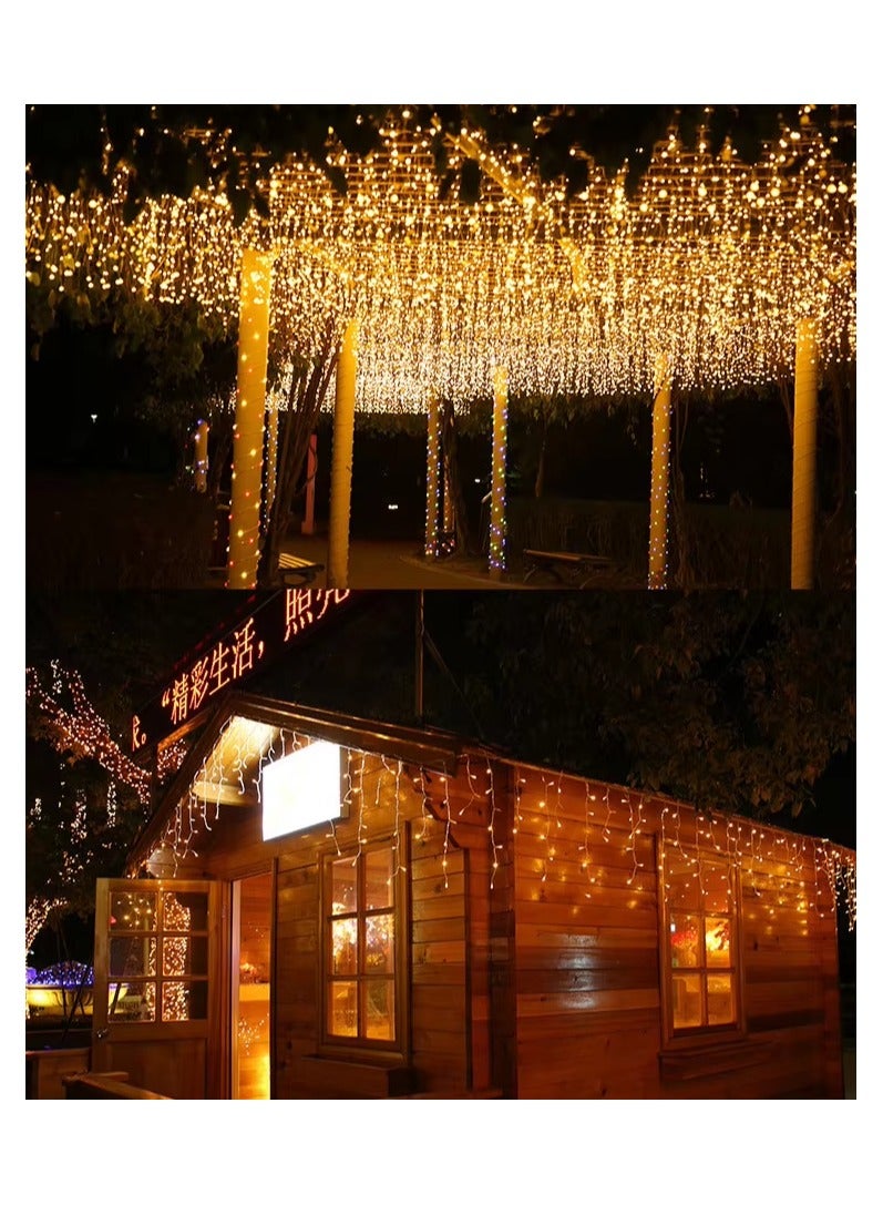 LED Icicle String Lights10M 264 LEDs Waterproof Extendable Curtain Icicle Lights Plug in Fairy String Lights  Lights for Bedroom For Garden Warm White - Image 3