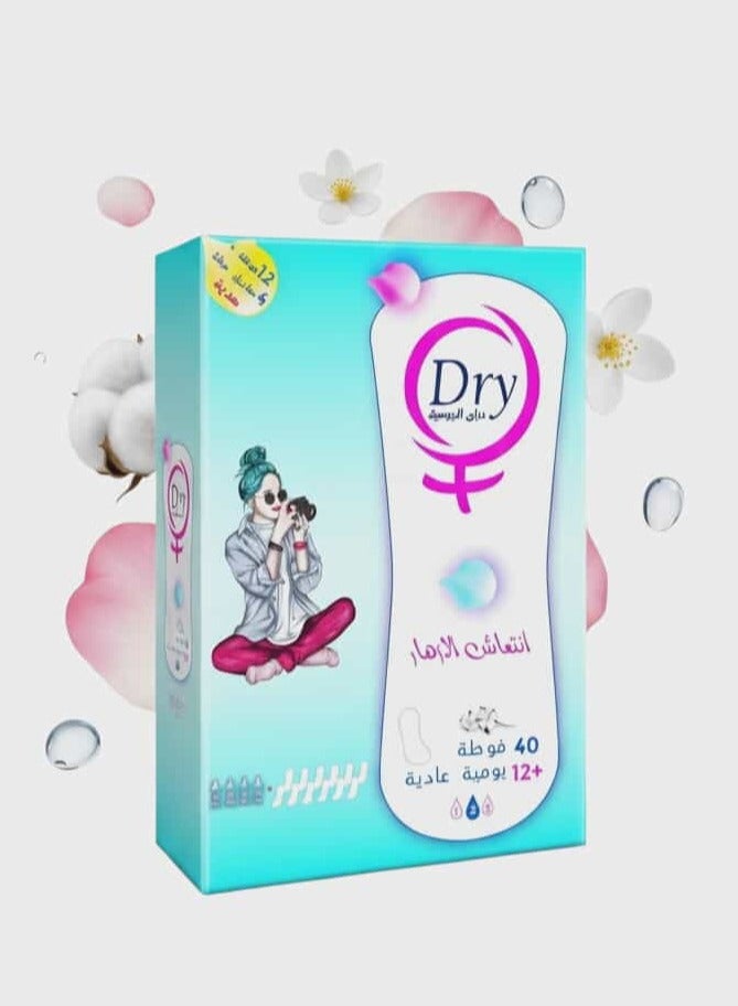 دراي فوط دراي اليومية انتعاش الازها 40 فوطة +12 يومية عادية +4 مناديل مبللة هدية حجم 2 - Image 1