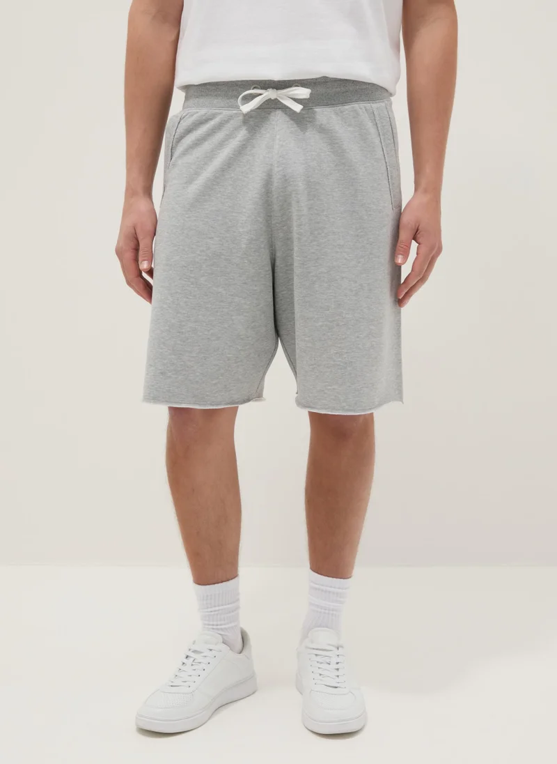او في اس OVS Grey Cotton-Blend Relaxed-Fit Shorts