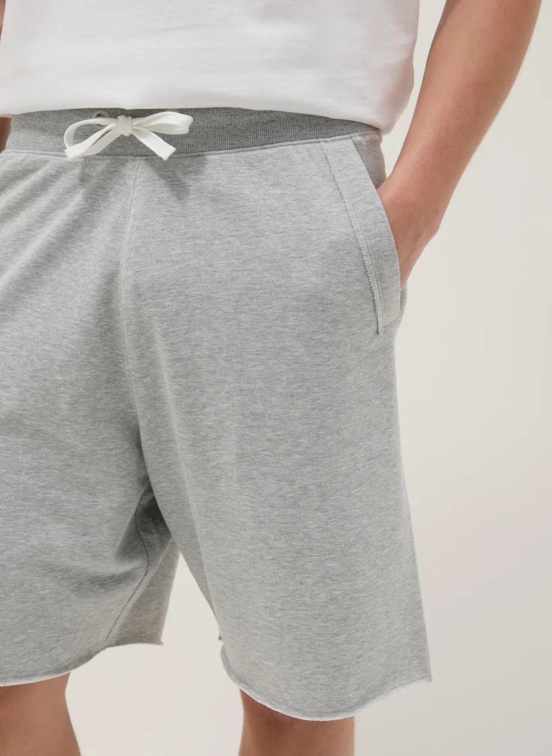 Ovs  OVS Grey Cotton-Blend Relaxed-Fit Shorts for Men | Best Price UAE