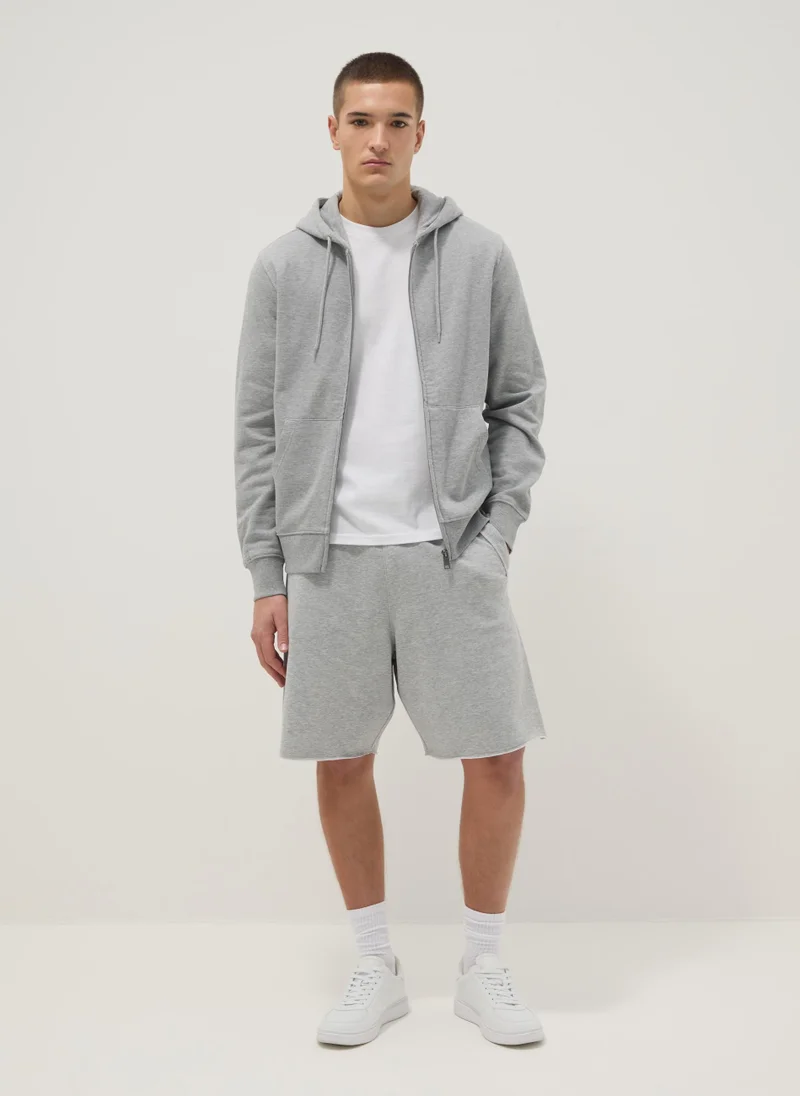 او في اس OVS Grey Cotton-Blend Relaxed-Fit Shorts