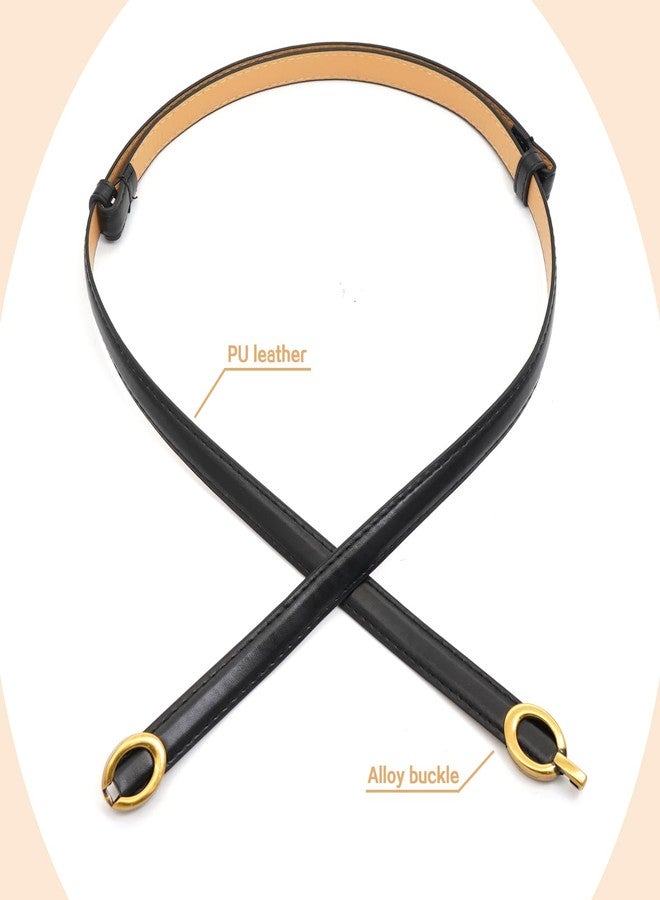 LIMHOO Women's Skinny Leather Belt Adjustable Thin Waist Belt with Gold Buckle for Dresses Jeans Pants (Oval Black-S) - Image 5