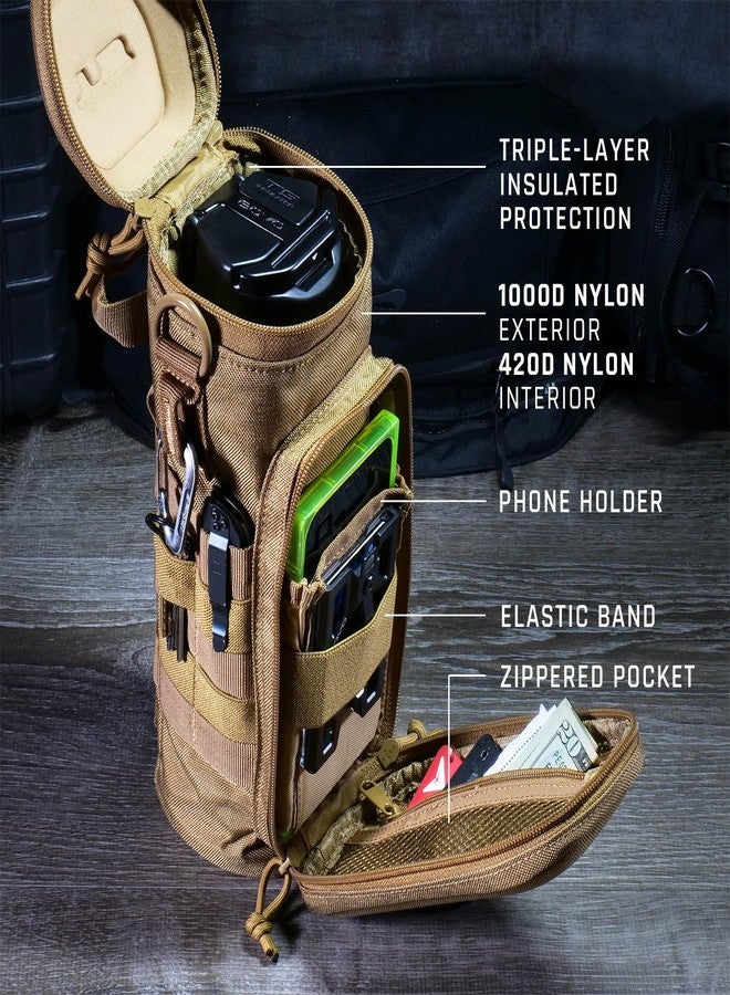 حكومة جراب زجاجة الماء GOVO U1 بغطاء صلب مزود بسحاب، يتسع لزجاجات حتى 40 أونصة، نظام MOLLE، شديد التحمل، مصنوع من النايلون بنسبة 100% - Image 5