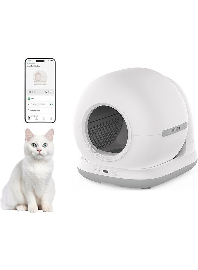 Knox Powering Generations Self Cleaning cat litter box automatic cat litter box 72L Extra Large Capacity, WiFi App Control with Smart Health Monitor, Odor Removal, Anti Pinch - Image 1