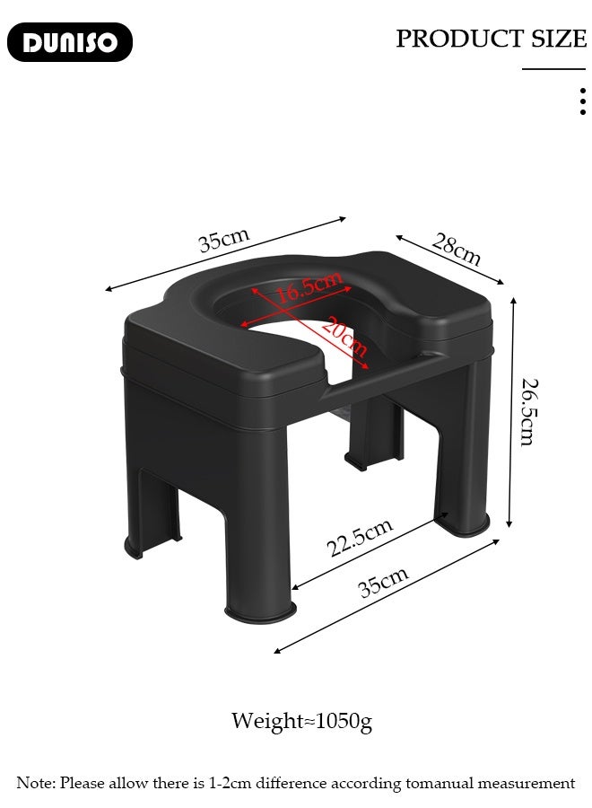 DUNISO مرحاض قابل للطي، مقعد مرحاض محمول، مقعد مرحاض للجلوس، مرحاض عائلي يمكن تحويله من وضع القرفصاء إلى وضع الجلوس - Image 2