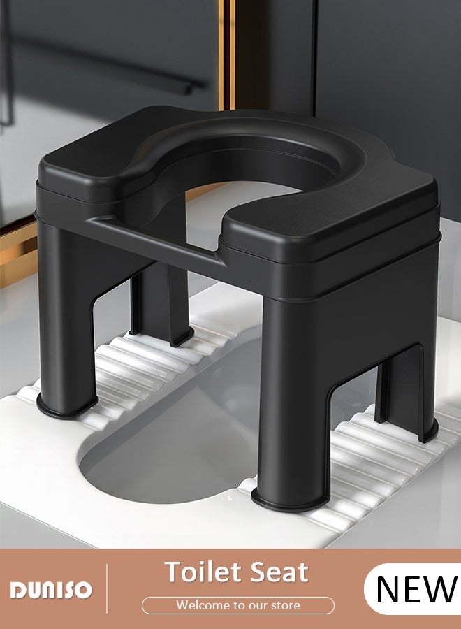 DUNISO مرحاض قابل للطي، مقعد مرحاض محمول، مقعد مرحاض للجلوس، مرحاض عائلي يمكن تحويله من وضع القرفصاء إلى وضع الجلوس - Image 1