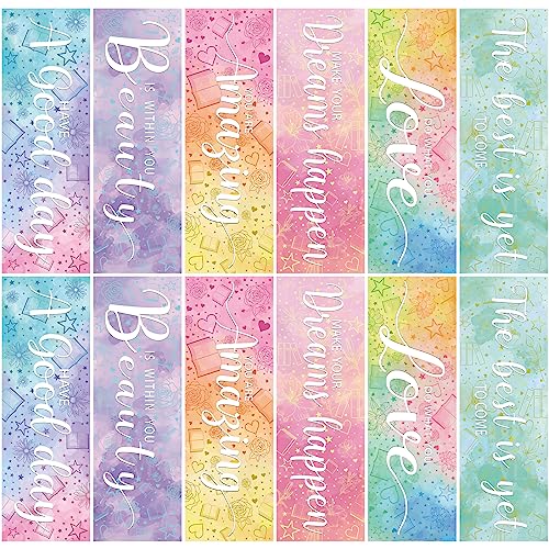 Anseal 12pcs Inspirational Bookmarks for Women Men, 6 Styles Colorful Paper Bookmarks Bulk for Book Lovers, Teachers, Reading Lovers, Gifts, Prizes, Class - Image 1