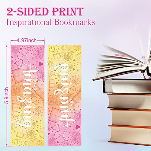 Anseal 12pcs Inspirational Bookmarks for Women Men, 6 Styles Colorful Paper Bookmarks Bulk for Book Lovers, Teachers, Reading Lovers, Gifts, Prizes, Class - Image 3