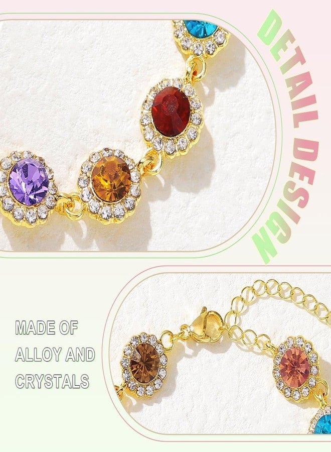 ACEDRE Colorful Gold Rhinestone Choker Necklace Multicolor Crystal Gem Costume Jewelry for Women - Image 4