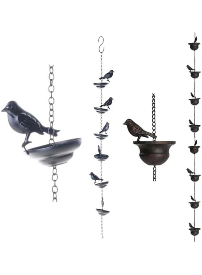 سلسلة مطر كوخي بتصميم ستة طيور لتصريف مزراب الحديقة وديكورات الخارجية - Image 5