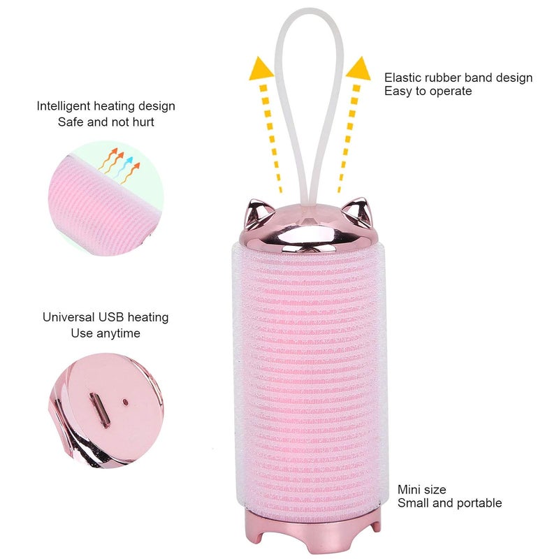 woobles Electric Hair Roller Smart Bangs Hair Curler Portable USB Hair Curler Styling Tool Styling Curler Mini Electric Curler DIY Hairdressing Tool(Peach powder)-Peach powder - Image 3