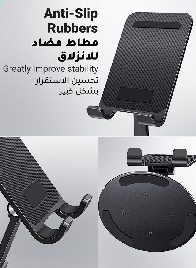يو جرين حامل هاتف مكتبي دوار 360 درجة، حامل هاتف للمكتب، حامل هاتف محمول لتسجيل الفيديو، حامل هاتف سفري قابل للتعديل، متوافق مع هواتف iPhone 17/16، جالاكسي S25/24، Xiaomi، iPad mini، Switch، لون أسود. - Image 3
