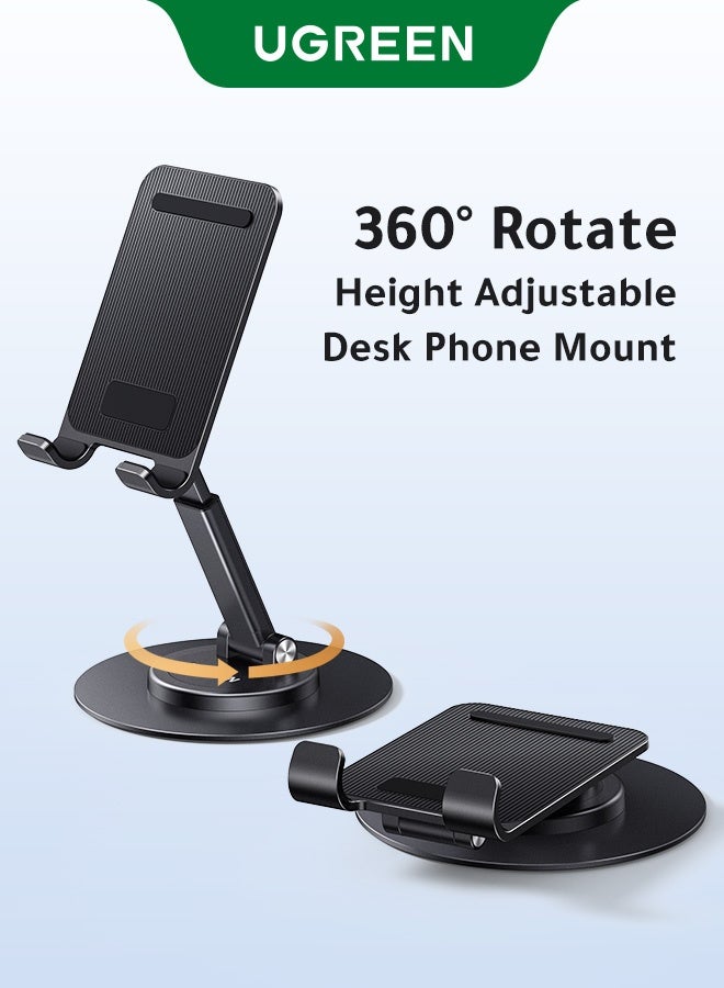 360° Mobile Stand For Desk, Phone Holder For Office Desk Cell Phone Mount For Video Recording Adjustable Travel Phone Stand For iPhone 17/16 Series, Galaxy S26/25, Xiaomi, iPad mini, Switch