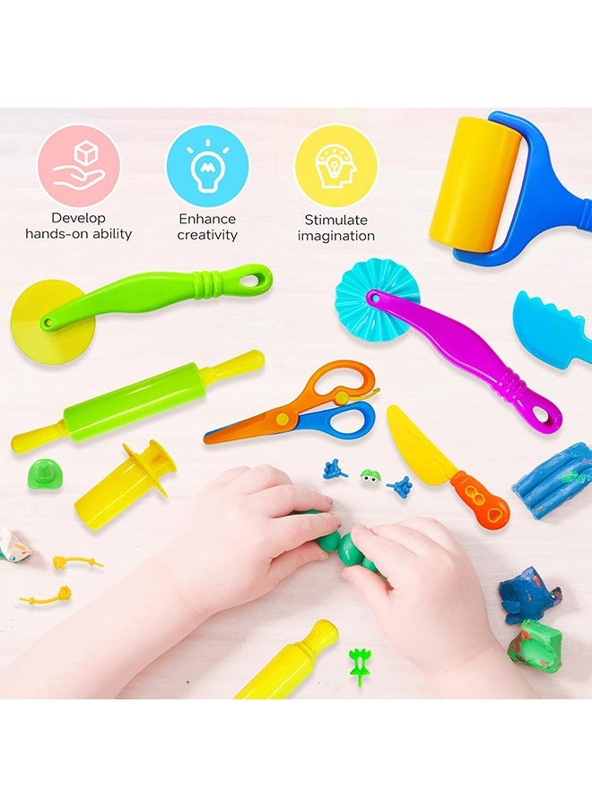 GD 21 Pcs Dough Clay Tools Set for Kids - Modeling Clay Accessories with Animal Cutters Rolling Pins Safety Scissors Dough Extruder & Rollers for Kids DIY Art Craft Toys Preschool Educational Activities - Image 5