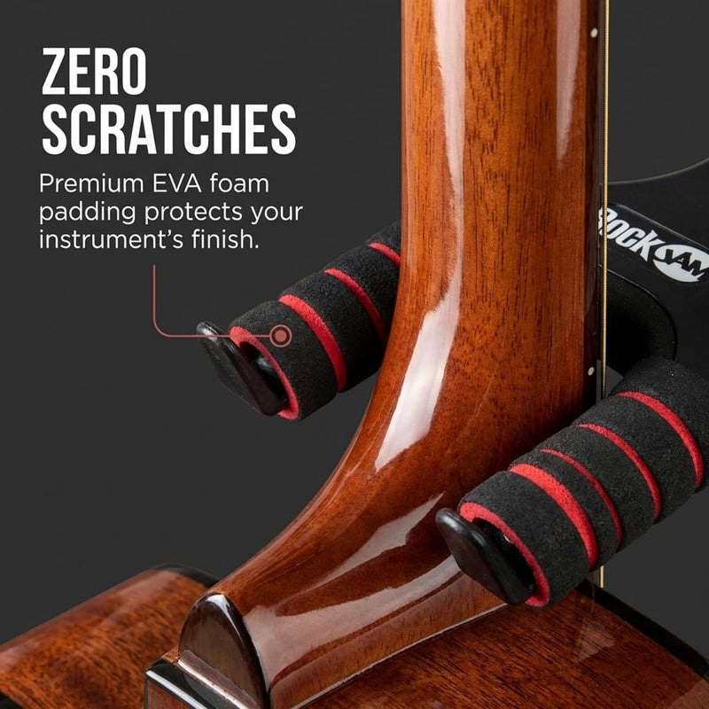 RockJam 2-Pack Guitar Hanger and Wall Mount Bracket Holder for Acoustic and Electric Guitars - Image 4
