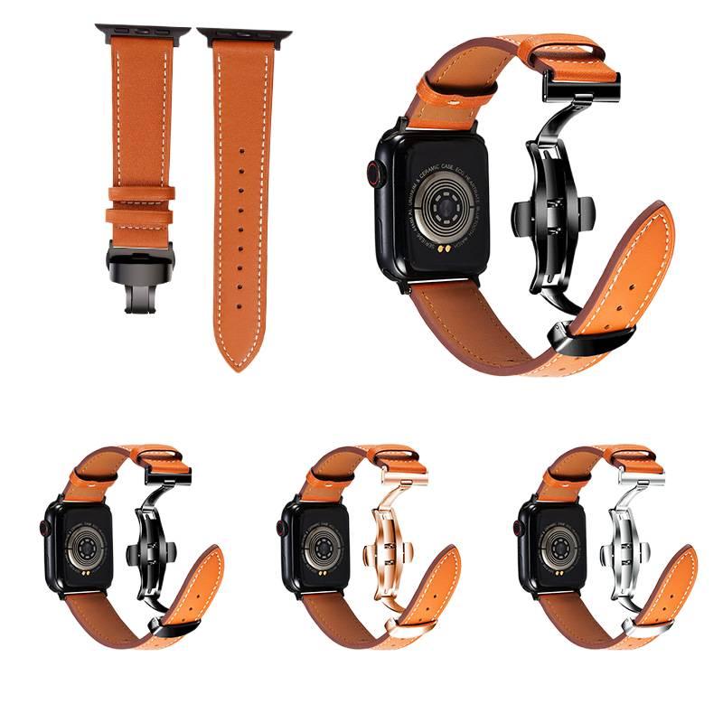 سوار ساعة ذكية سوار جلدي كلاسيكي متوافق مع Apple Watch 38/40/41/42/44/45/49mm بملاءمة قابلة للتعديل وحزام بديل باللون أبيض قابل للتعديل - Image 2