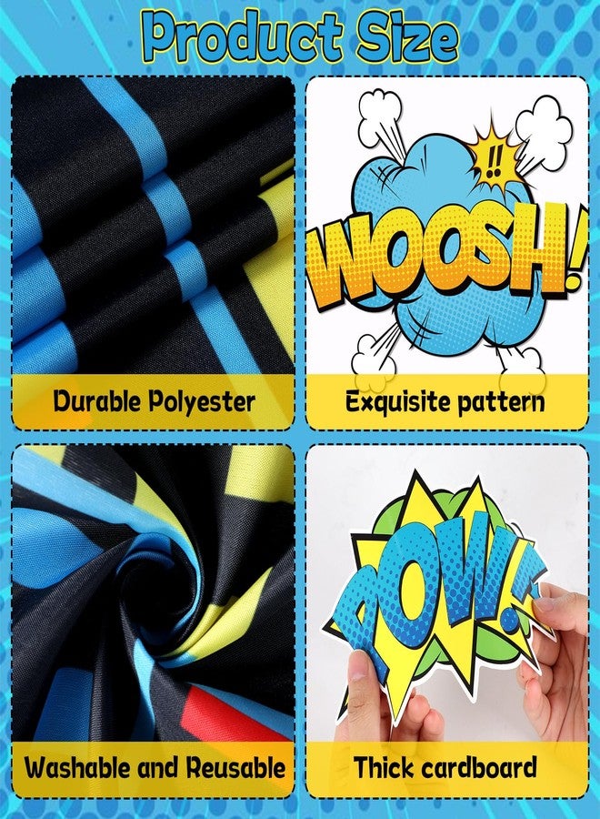 Oitnlaughter 13Pcs Hero Themed Party Decorations Super Themed Hero Porch Banner with Paper Cardboard Skyscraper Porch Sign Hanging Banner Backdrop for Comic Theme Birthday Baby Shower Photo Booth Prop Supplies - Image 3
