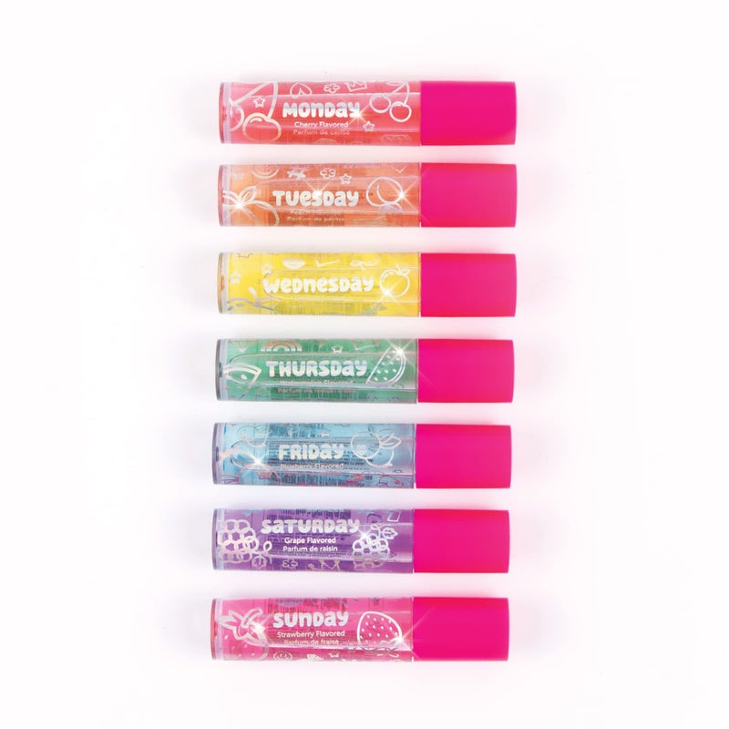 Make It Real 3C4G Days of the Week Lip Gloss Set - 7 Pack Kids Lip Gloss Kit - Clear Flavored Roll On Lip Gloss for Girls & Teens - Image 1