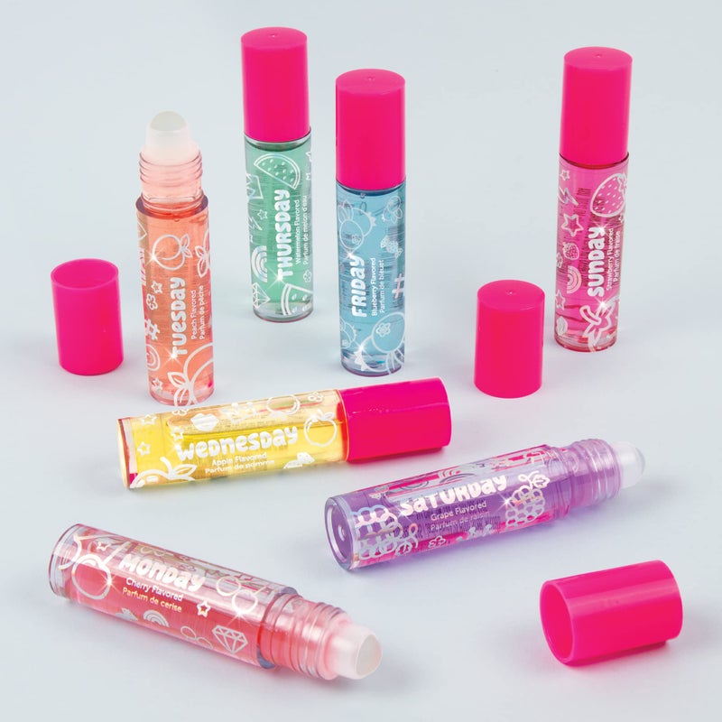 Make It Real 3C4G Days of the Week Lip Gloss Set - 7 Pack Kids Lip Gloss Kit - Clear Flavored Roll On Lip Gloss for Girls & Teens - Image 4