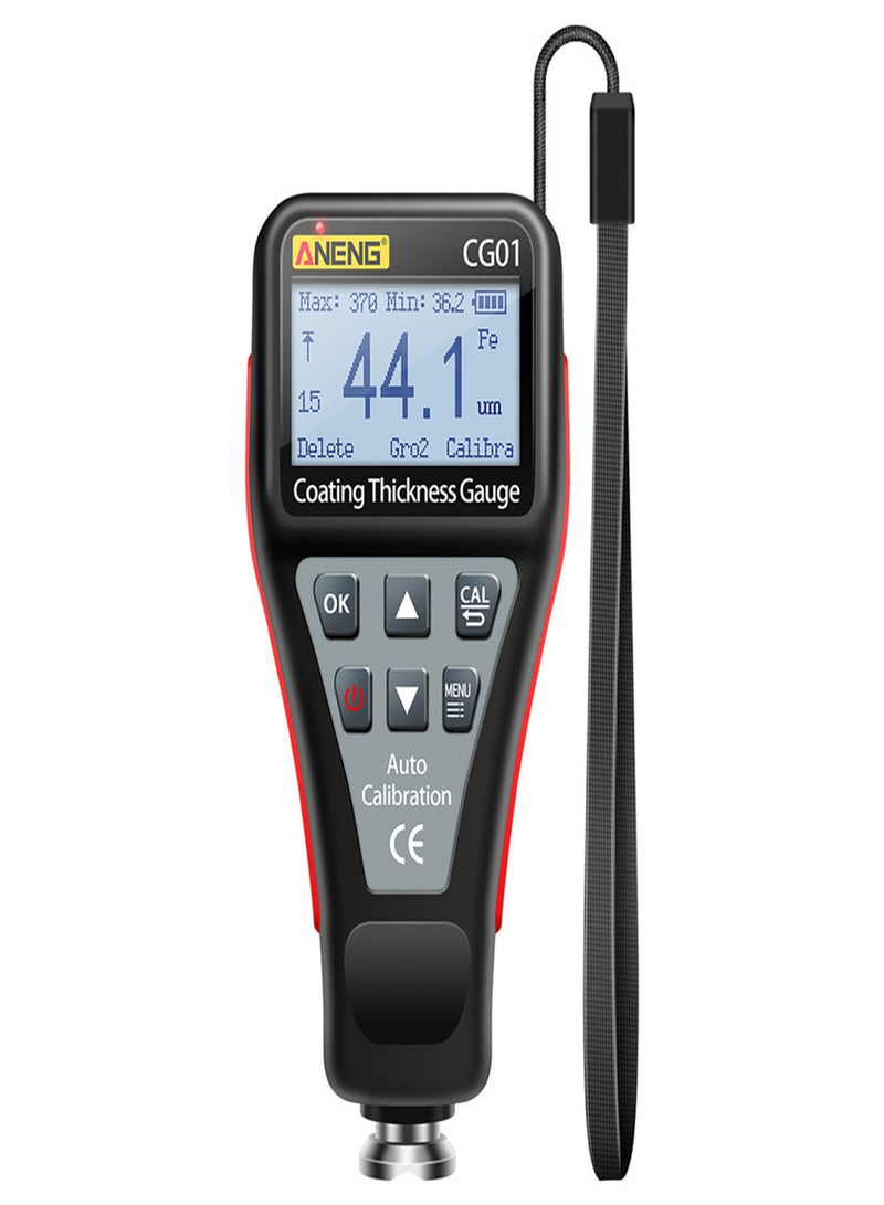 ANENG CG01 Coating Thickness Gauge Kit Iron and Non-iron Base Metal Thickness Meter Automobile Paint Inspection Tester with Adjustable LCD Automatic Rotating Screen, Alarm/ Calibration/ Data Storage - Image 1