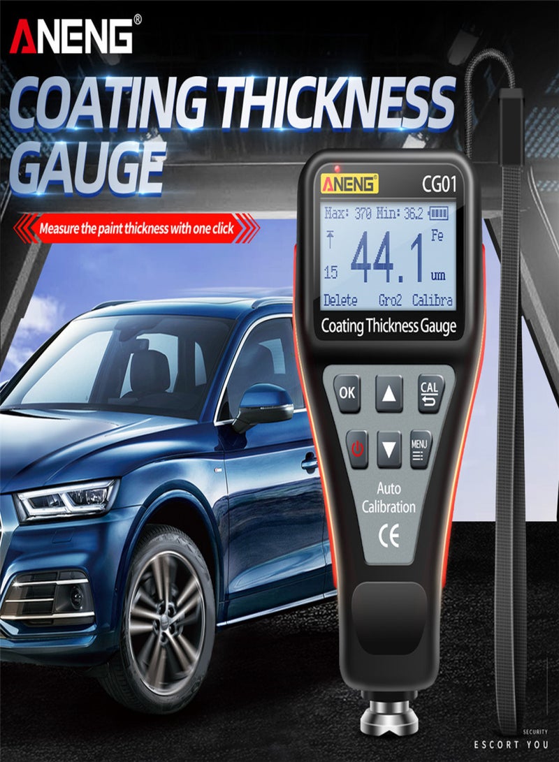 ANENG CG01 Coating Thickness Gauge Kit Iron and Non-iron Base Metal Thickness Meter Automobile Paint Inspection Tester with Adjustable LCD Automatic Rotating Screen, Alarm/ Calibration/ Data Storage - Image 3