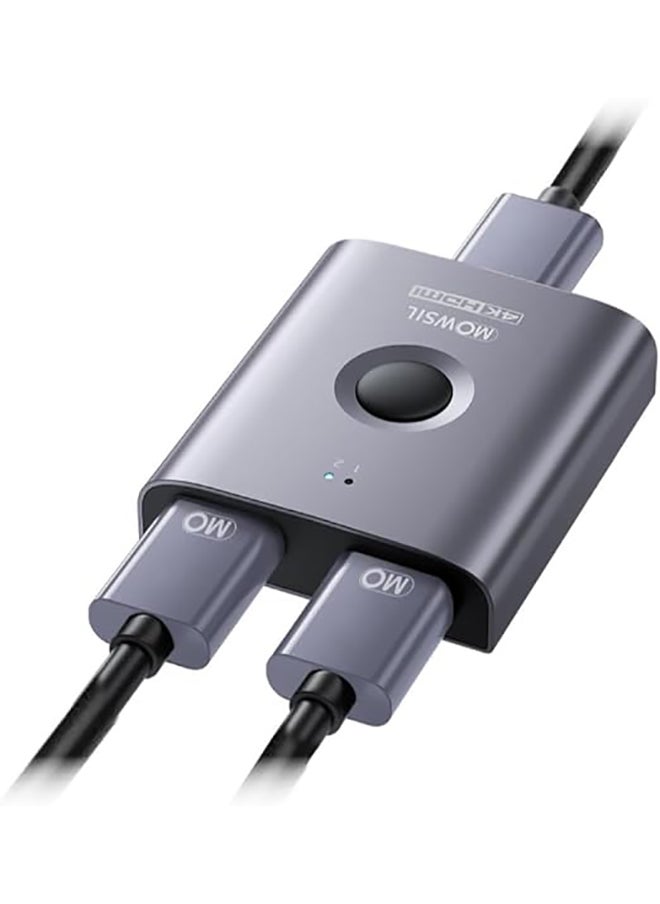 MOWSIL HDMI Switch 4K@60Hz HDMI Splitter 1 in 2 Out HDMI 2.0 Switcher 2 in 1,Bidirectional Aluminum HDMI Box Switch, Support 4K 3D HDR HDCP 2.2 for Xbox PS5/4/3 Fire Stick Roku HDTV  - Image 1