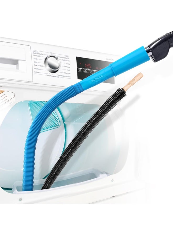 Holikme 2 Pieces Dryer Vent Cleaner Kit Dryer Lint Vacuum Attachment and Flexible Dryer Lint Brush Dryer Vent Vacuum Hose AttachmentBlue - Image 1