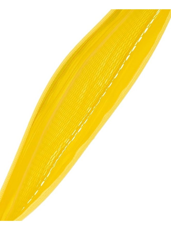 Waterproof Mesh Pencil Case – Durable Zipper, A6 Size, Yellow Color - Image 2