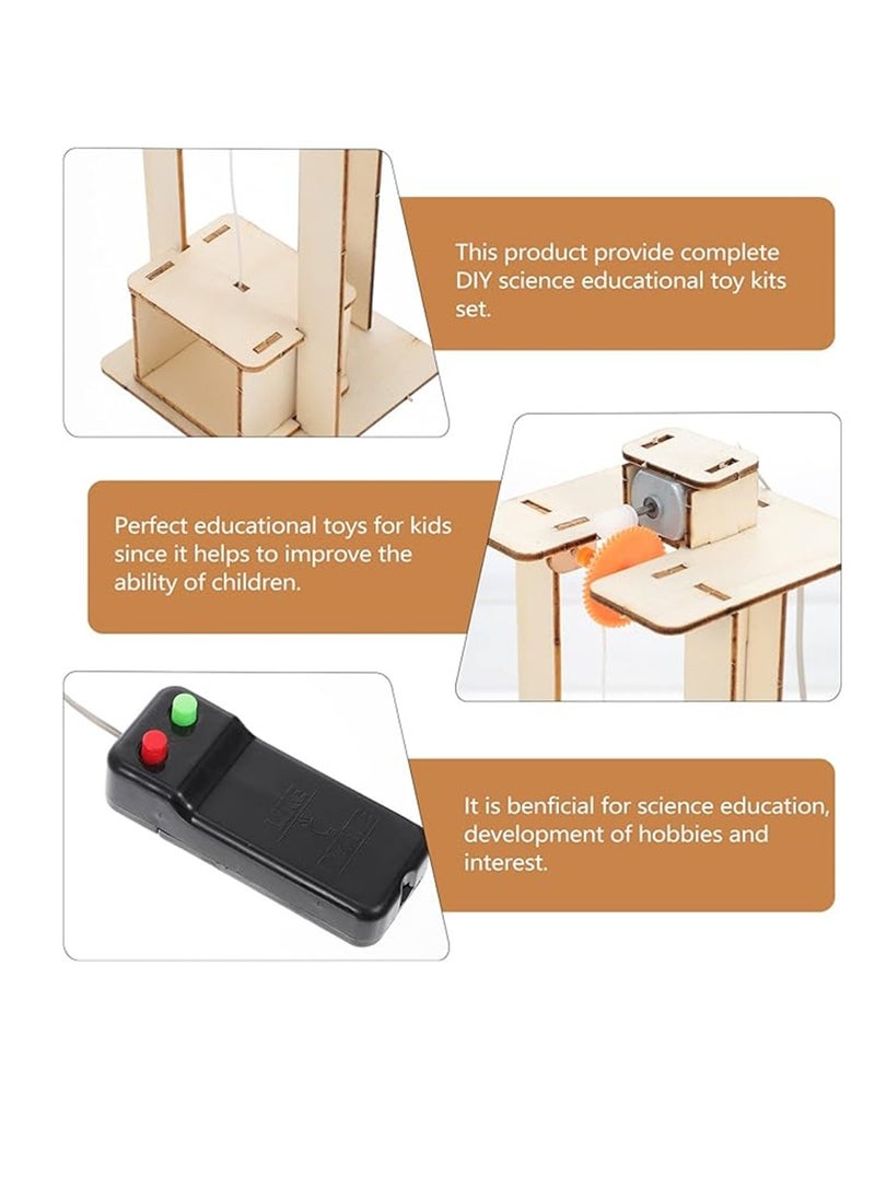DIY Wooden Elevator Kit, Kids DIY Elevator Set Lifts Elevator Model, DIY Crafts Making Kit Early Education Learning Toy, Model Building Kits with Battery for Children Kids  - Image 3