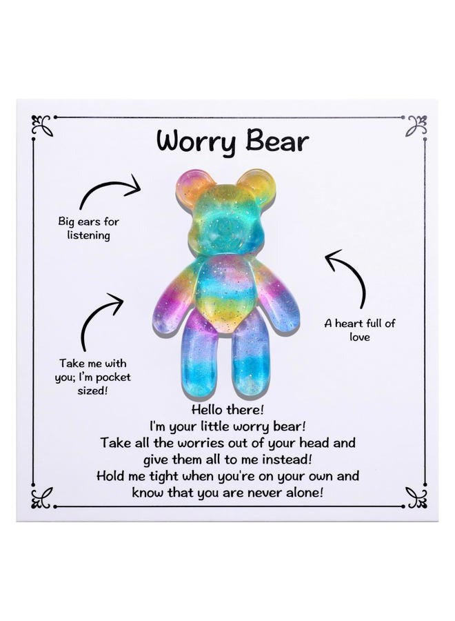 Aesnefe Pocket Bear Hug, Anxiety Relief Gifts, Mental Health Positivity Gift for Men Women, Autism Fidget Gifts, Surgery Worry Gift, Thoughtful Present for School Anxiet, Rainbow Blue - Image 1