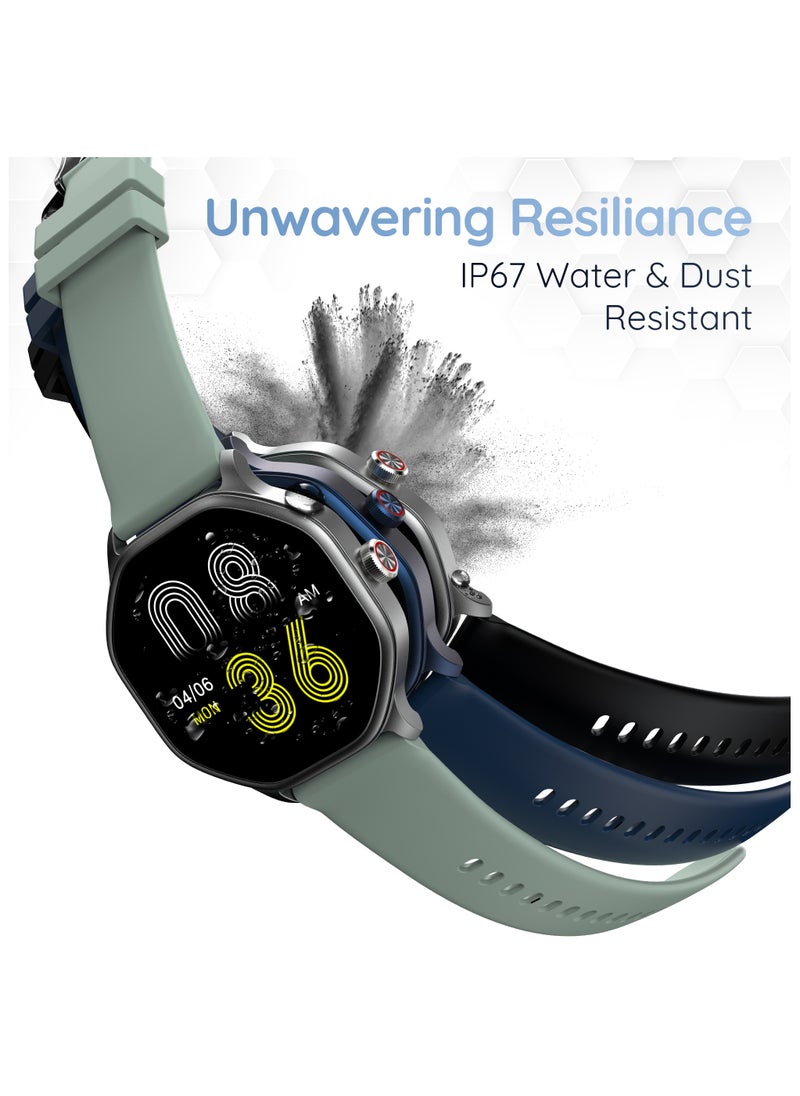 Pebble - Hive 1.39" HD Display Smartwatch, BT Calling, Health Suite, Multi Sports Modes, Compatible with Android & iOS, Alarm & Notification, DIY Watch Faces, In-Build Games, World Clock, Green - Image 1