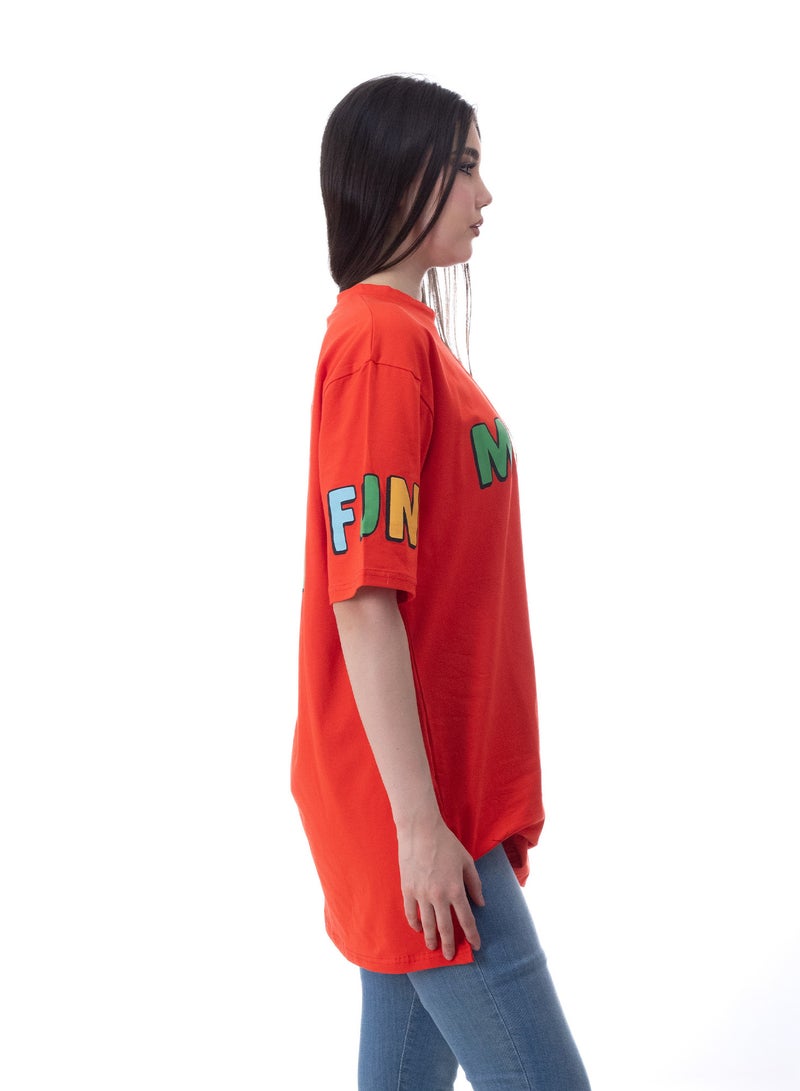 بيبو تيشيرت حريمي طويل اكمام قصيرة مطبوع - Image 2