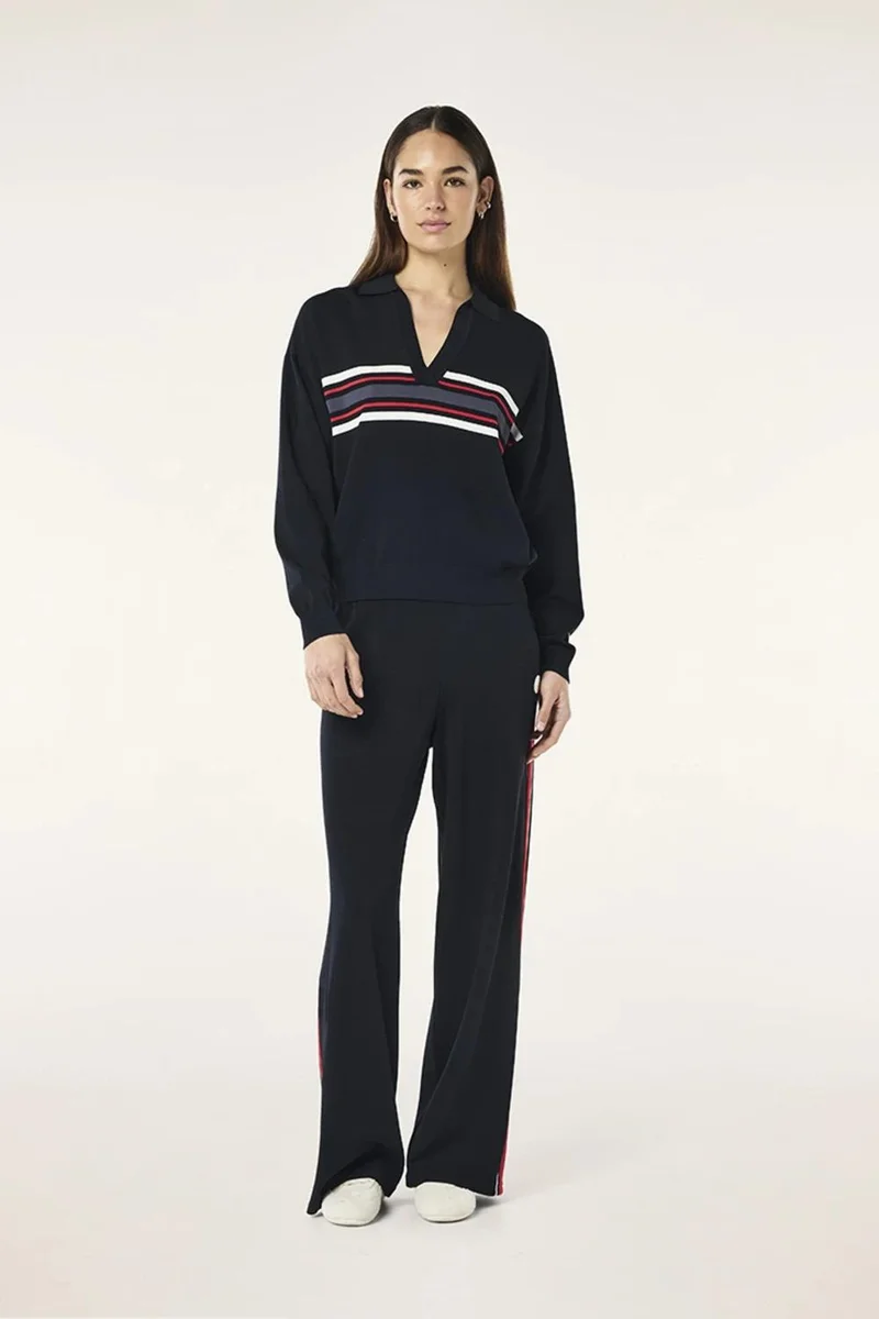 بي إي نيشن Dark Relaxed Striped Knit Sweater