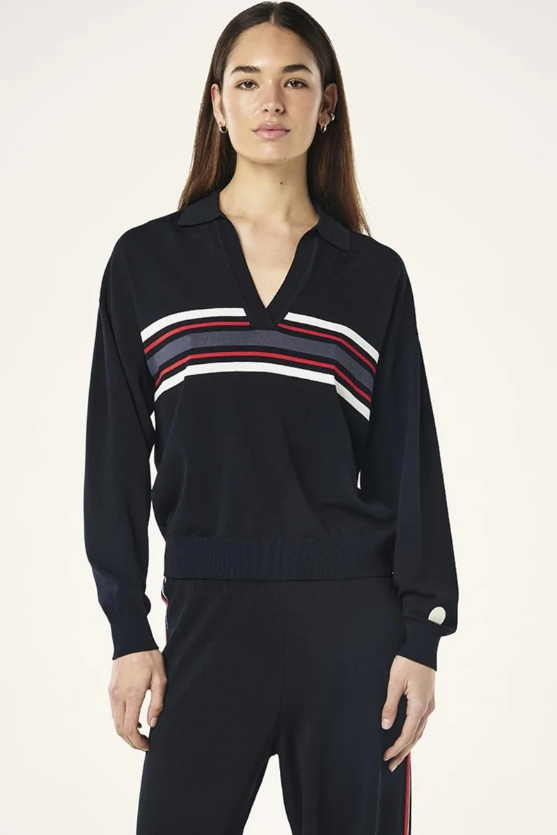 بي إي نيشن Dark Relaxed Striped Knit Sweater
