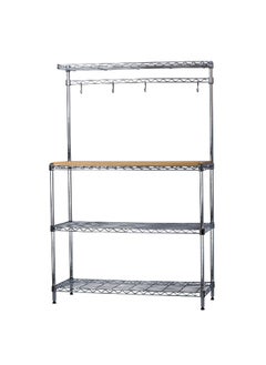 Seville Classics 3-Tier S-hook Hangers and Reversible Cutting Board Baker's Rack Silver 91.4 X 35.6 X 137.2 cm SHE16369  - Image 1