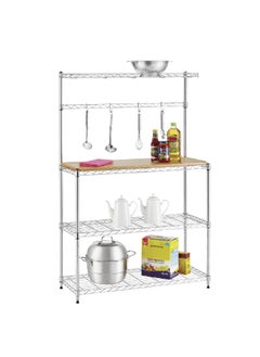 Seville Classics 3-Tier S-hook Hangers and Reversible Cutting Board Baker's Rack Silver 91.4 X 35.6 X 137.2 cm SHE16369  - Image 2