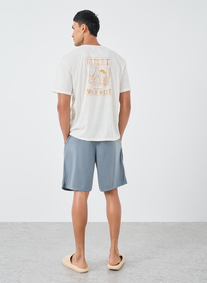 Styli Back Graphic Print T-Shirt and Shorts Set - Image 1