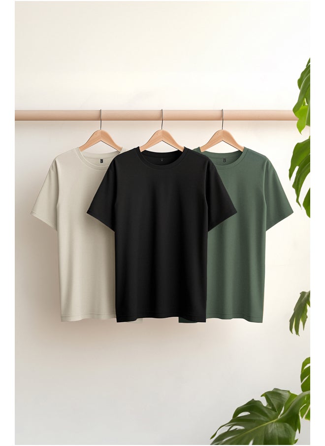 Black-Stone-Dark Green Basic Slim/Slim Fit 100% Cotton 3-Pack T-Shirt TMNSS19BO0007 - pzsku/Z11AB5EC7E5C01D4D9F0AZ/45/_/1730942025/61e45ea3-9ced-440c-a902-3ab43208f2d4