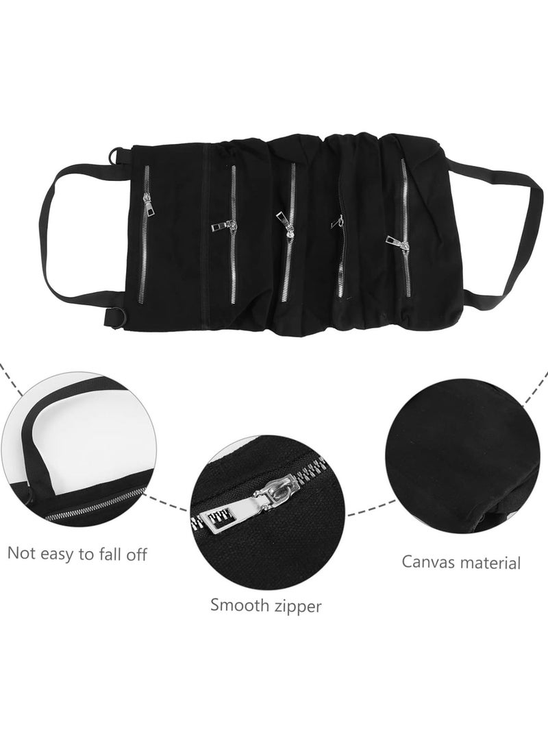 GGOOT 2 pcs canvas tote canvas holder zipper wallet purse stand car organizer Car Pocket Handbag Holder car seat suspension bag hanging car seat bag storage car seat pouch suitcase Toy Black  - Image 2