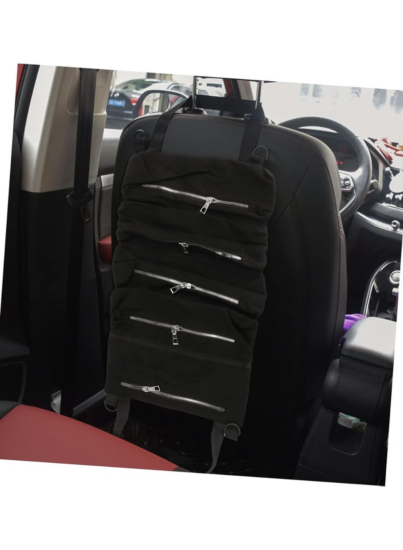 GGOOT 2 pcs canvas tote canvas holder zipper wallet purse stand car organizer Car Pocket Handbag Holder car seat suspension bag hanging car seat bag storage car seat pouch suitcase Toy Black  - Image 4