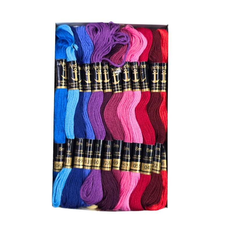 Anchor Stranded Cotton Assorted Skeins Stitch Kit, 8M (Fast Colour-4624-02222, 50 Skiens, 2 Of Each 25 Shades), 200 Gram, Multicolour - Image 5